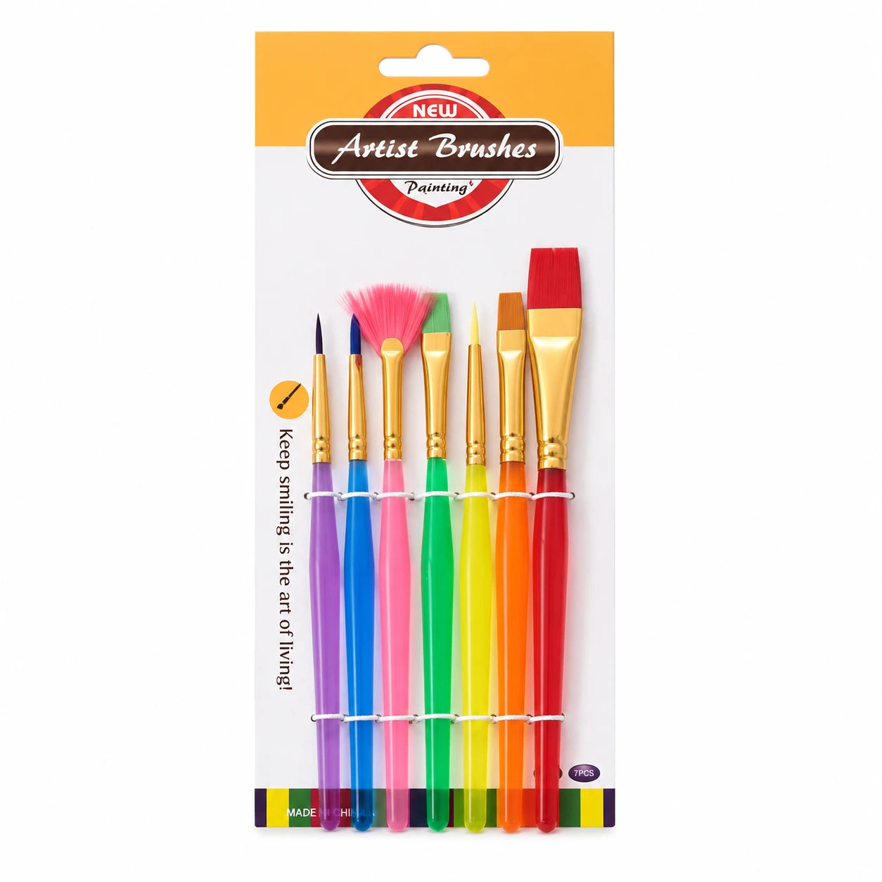 Keep Smiling 7-piece nylon detailing paint brush set for fine art and miniature painting