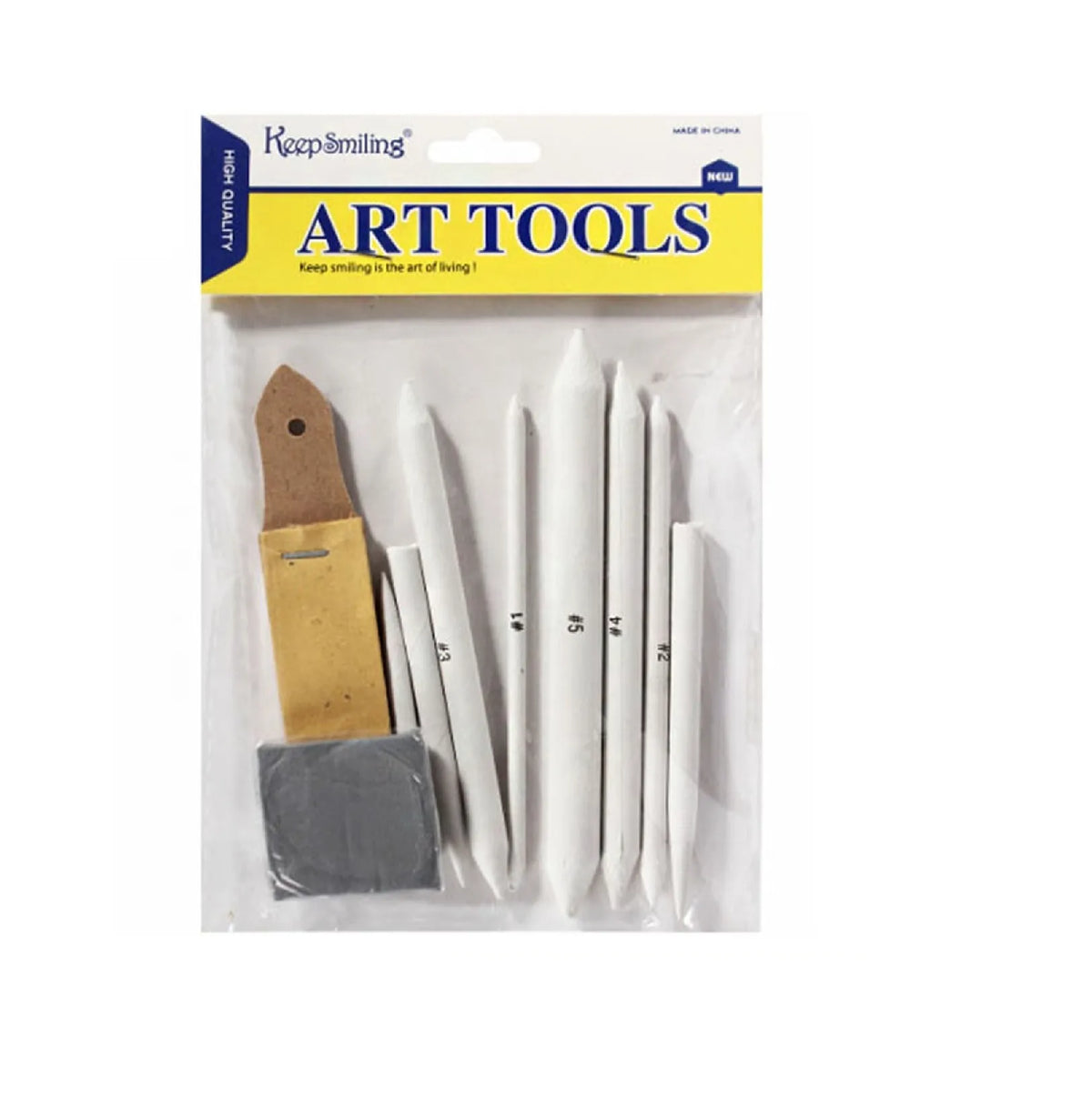 Keep Smiling 10pcs blender, kneadable eraser, and sandpaper set for sketching, shading, and detailed artwork