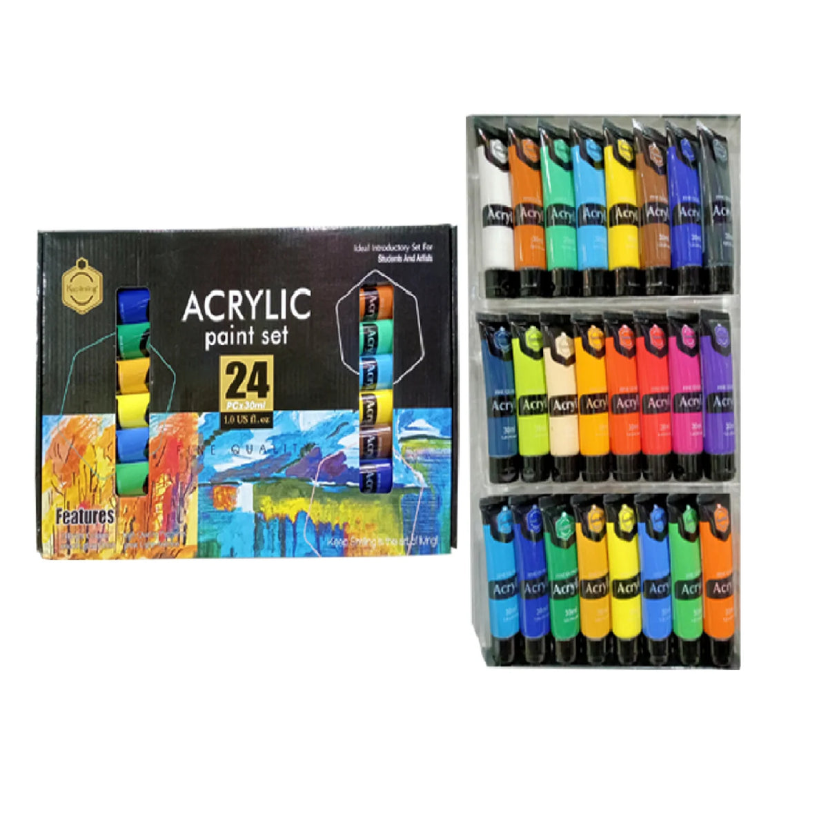 Keep Smiling 30ml acrylic paint set with 24 vibrant colors for painting