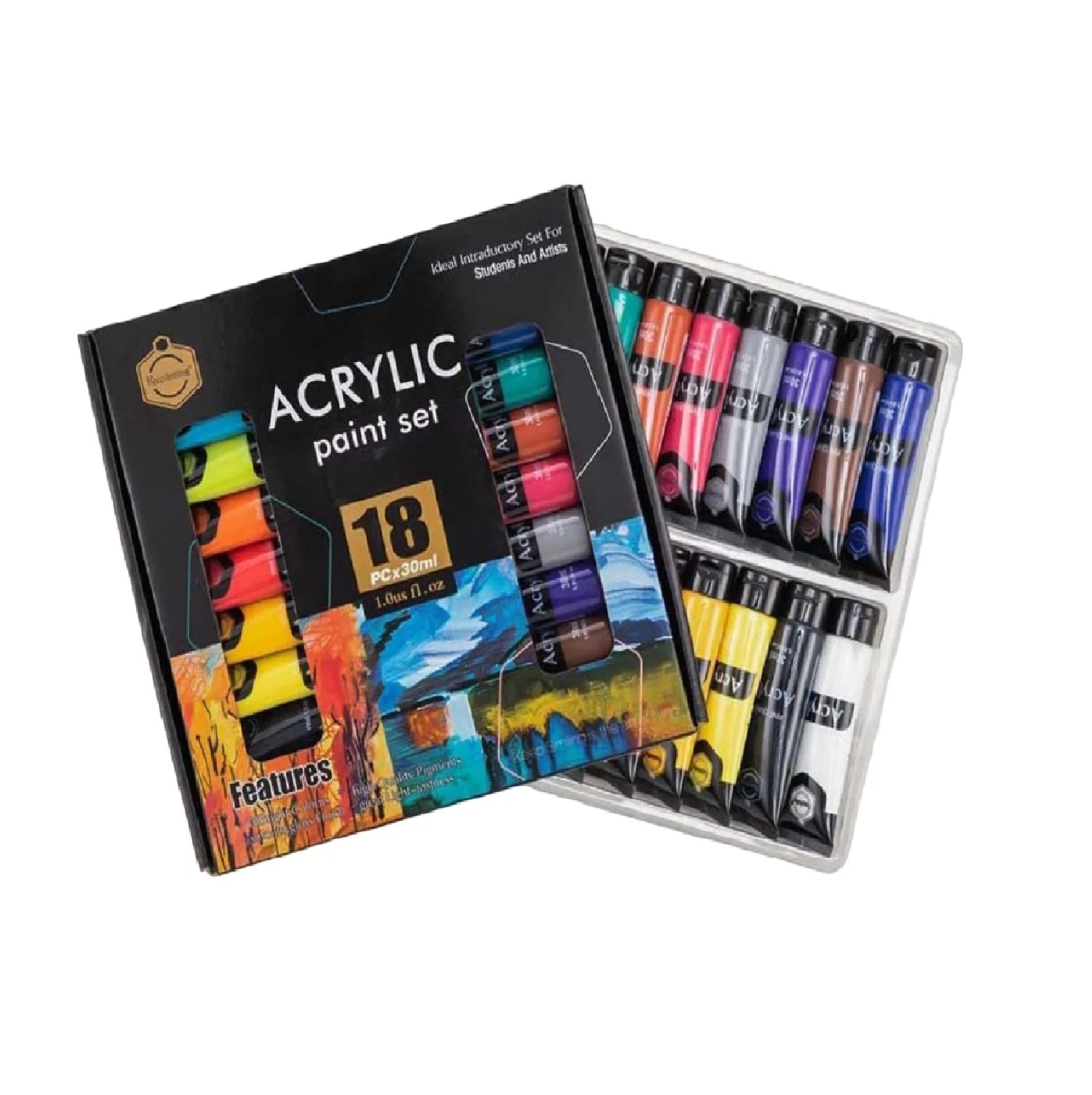 Keep Smiling 30ml acrylic paint set with 18 vibrant colors for painting