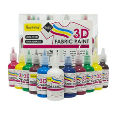 Keep Smiling 3D fabric paint set 12 colors 30ml for DIY fabric decoration