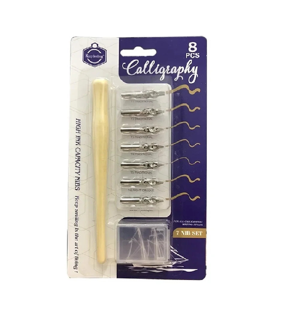 Keep Smiling 8 pcs calligraphy dip pen set for lettering, drawing, and creative writing