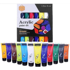 Keep Smiling acrylic paint set, 12 tubes of 30ml, vibrant colors for painting, crafts, and artistic use