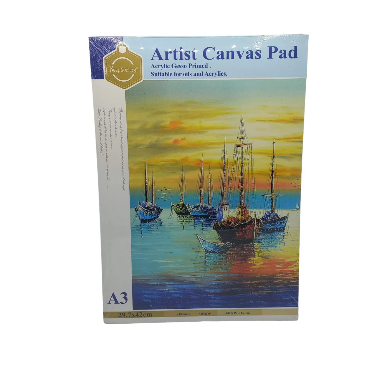 Keep Smiling A3 canvas pad 280gsm for acrylic and oil painting