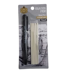 Keep Smiling eraser pen with 5 refill erasers, pen-type design for precise sketching and fine pencil corrections