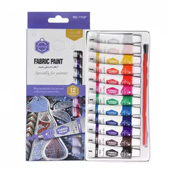 Keep Smiling fabric paint set, 12 tubes of 12ml, vibrant colors for fabric painting, clothing, and DIY textile crafts