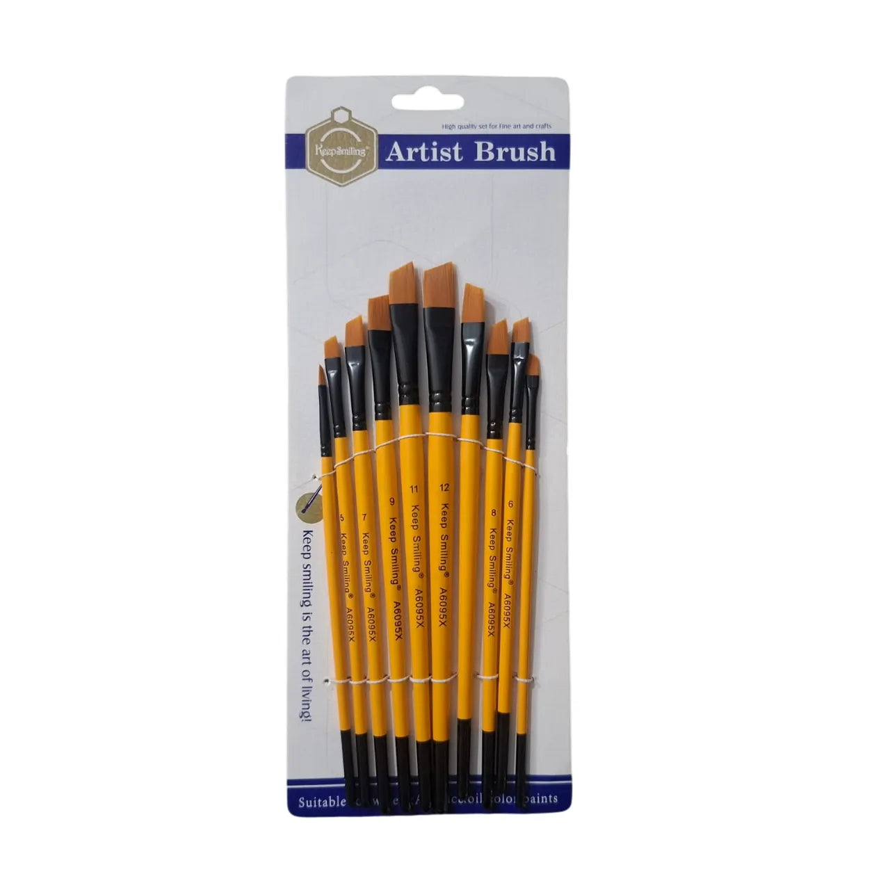 Keep Smiling pack of 10 fine cut tip paint brushes for detailed painting and precision work