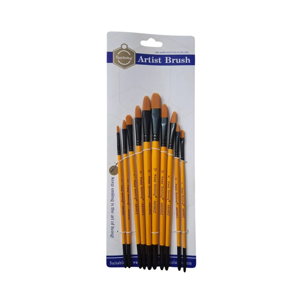 Keep Smiling pack of 10 fine filbert tip paint brushes for acrylic oil watercolor painting