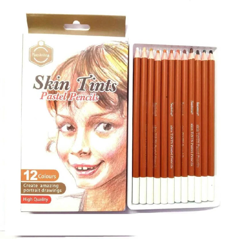 Keep Smiling Skin Tints Pastel Pencils Pack of 12 for Portrait and Skin Tone Drawing