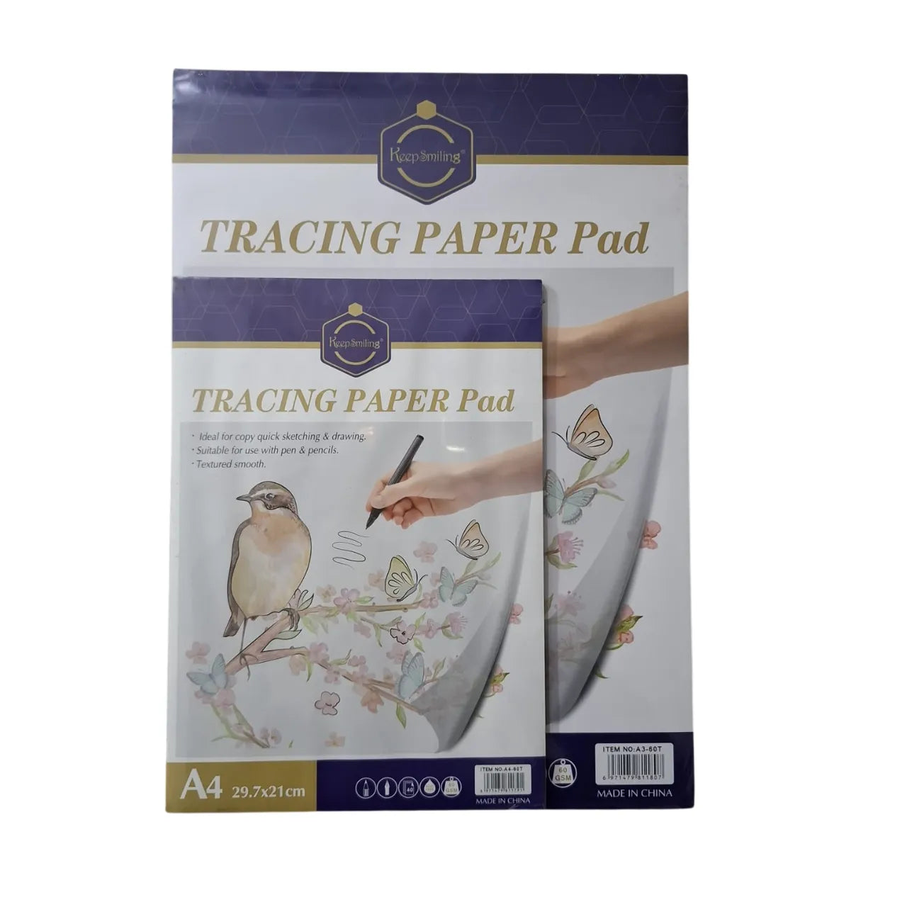 Keep Smiling Tracing Paper Pad 40 sheets 60GSM A4 A3 size for sketching tracing and drafting