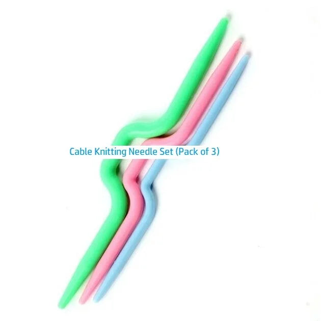 Pack of 3 knitting cable needles for cable knitting and stitch holding