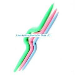 Pack of 3 knitting cable needles for cable knitting and stitch holding