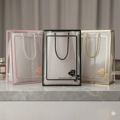 Luxury transparent gift bag with rope handle, size 30x20x12cm for gift packaging and hampers