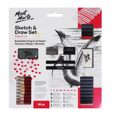 Mont Marte Sketch and Draw Signature 18 piece art set with pencils and accessories for drawing and sketching