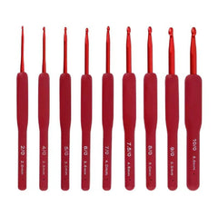Maroon soft shank rubber grip crochet hook set ergonomic crochet needles for yarn knitting amigurumi and DIY crafts