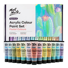 Mont Marte acrylic colour pastel paint set 24 pcs x 36ml for canvas and craft paintin