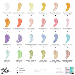 Mont Marte Acrylic Colour Pastel Paint Set Signature 24pc x 36ml
