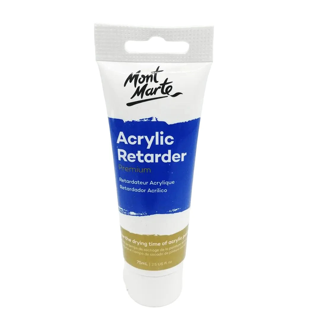 Mont Marte Acrylic Medium Retarder 75ml, used to slow drying of acrylic paints for smooth blending and precise painting.