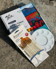Mont Marte 18-piece Acrylic Colour Paint Set with 12-piece Artist Brush Kit – Funoon Stationers