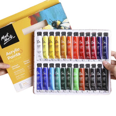 Mont Marte acrylic paint set, 24 tubes of 12ml, bright colors for painting, crafts, and artistic projects