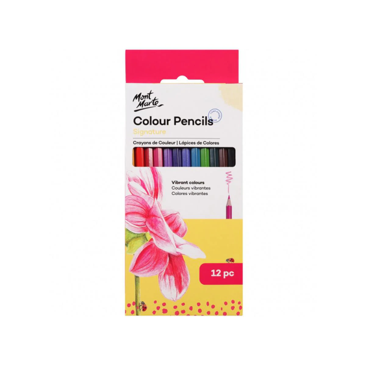 Mont Marte Essentials 12pc color pencils set for drawing, coloring, and sketching