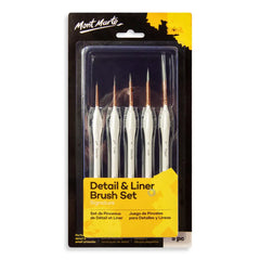 Mont Marte detail and liner brush set 5pcs for fine lines and precision painting