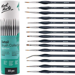 Mont Marte 15-piece detail brush set for fine art, acrylic, watercolor, and oil painting