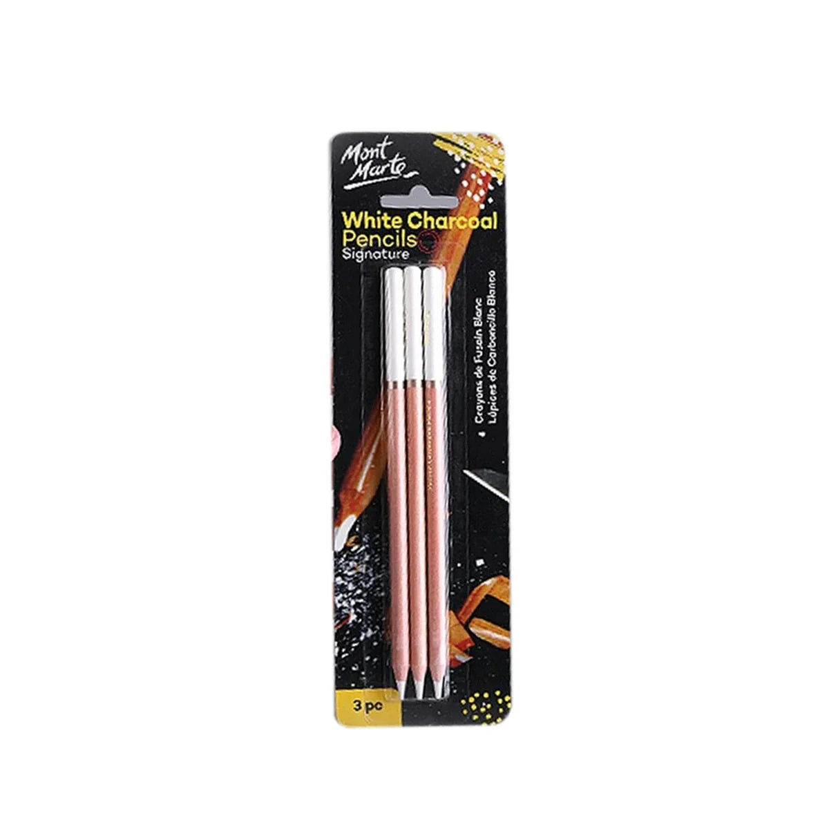 Mont Marte white pencils pack of 3 for drawing highlights on dark paper