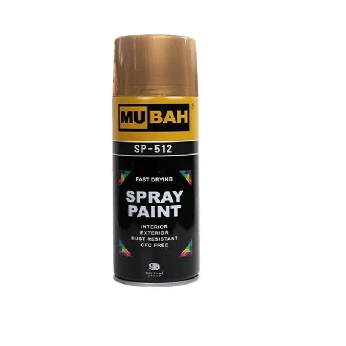 Mubah golden spray paint No.40 400ml metallic finish for crafts and decoration