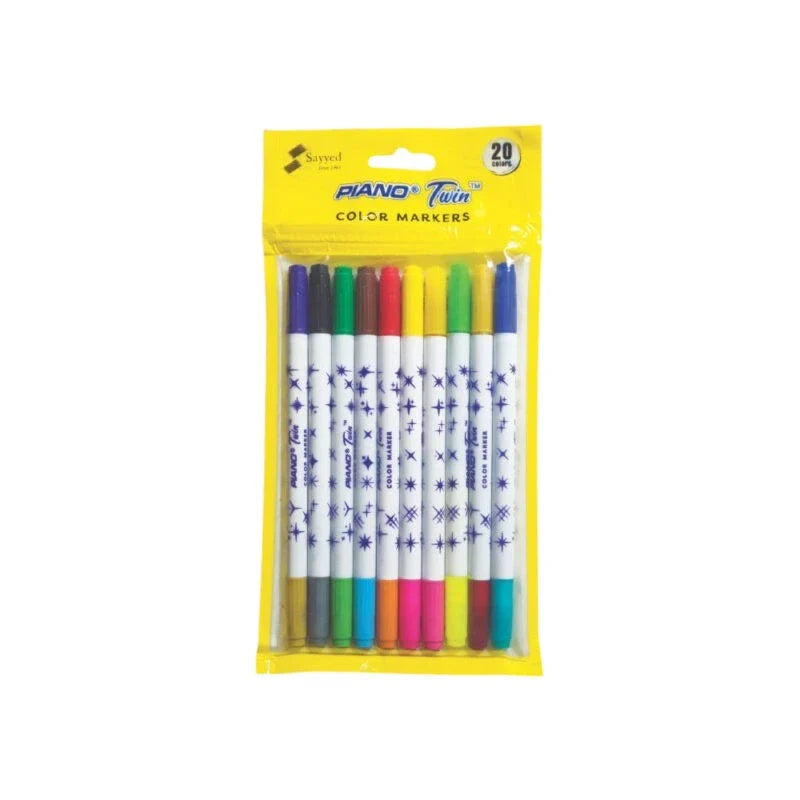 PIANO twin color marker set 10 markers with 2 colors for art, school, and creative projects