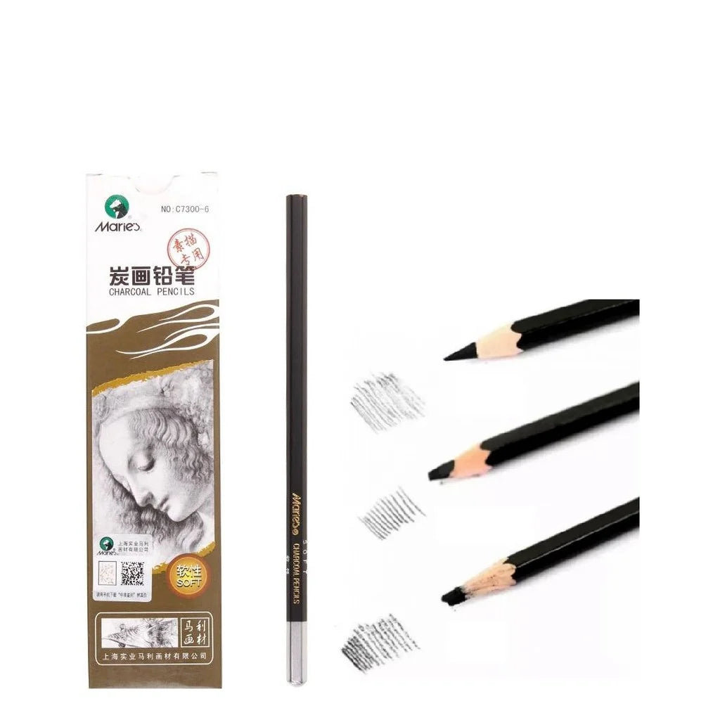 Marie’s charcoal pencils pack of 3 for sketching shading and fine art drawing