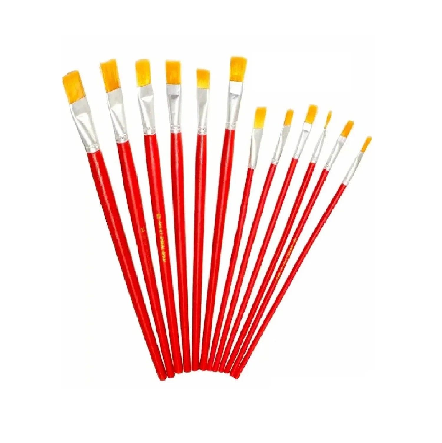 Pack of 12 red paint brushes for watercolor, acrylic, oil, and craft painting