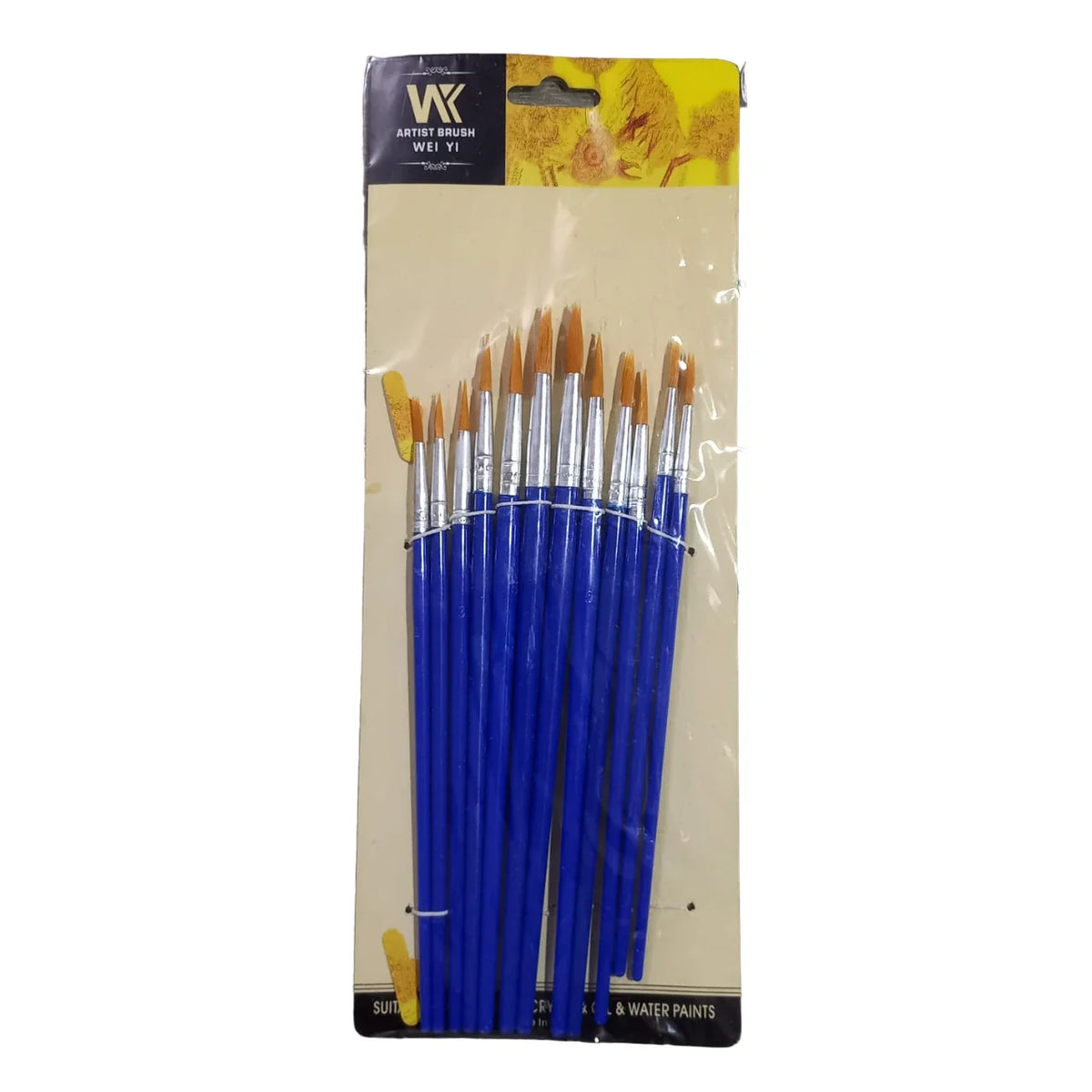 12 Pcs Round Paint Brushes – Blue
