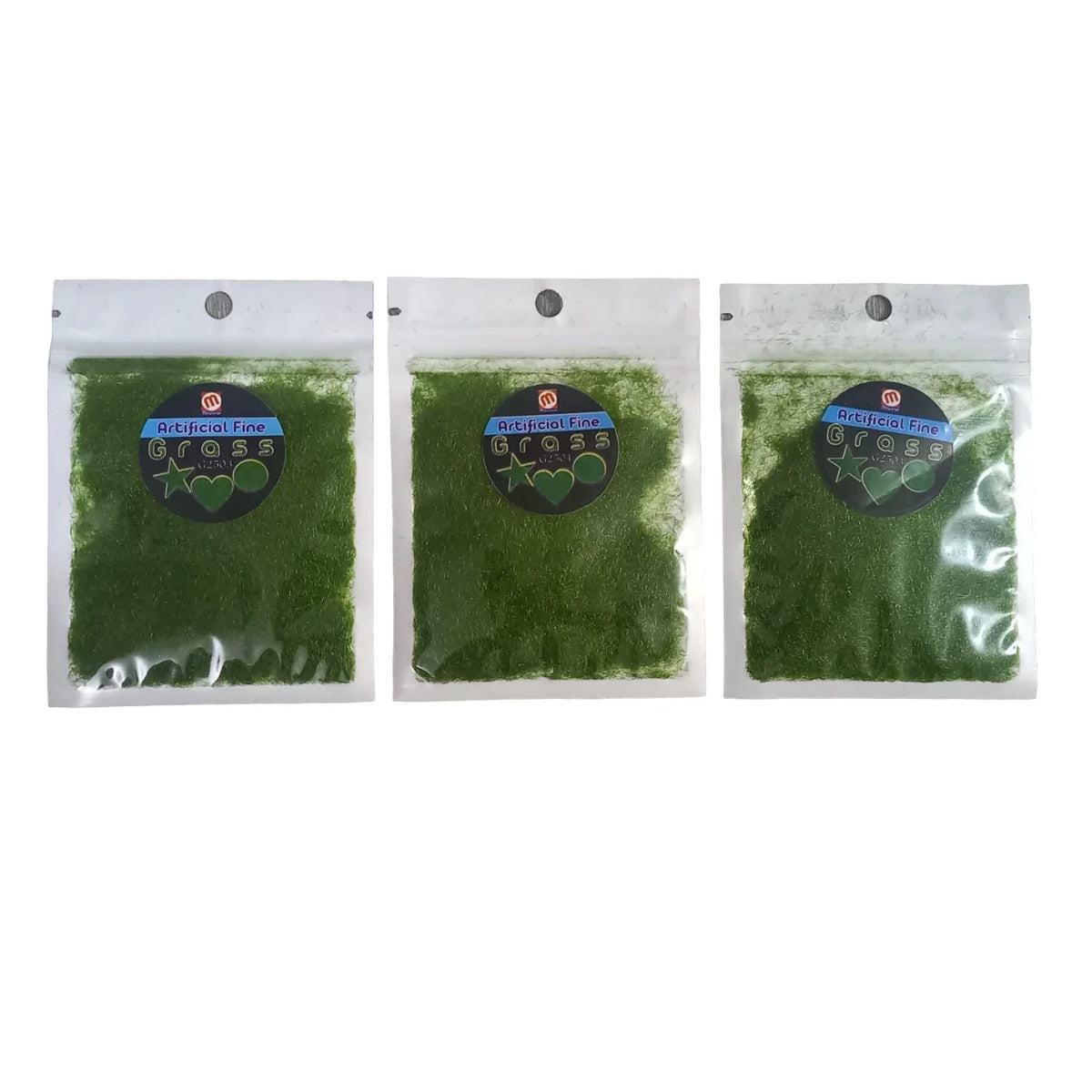 Artificial fine green grass pack of 3 for model making school projects and craft dioramas
