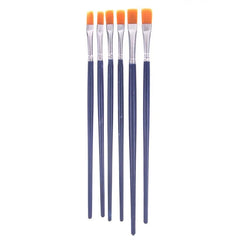 Paint brush flat tip pack of 6 for acrylic watercolor oil and craft painting