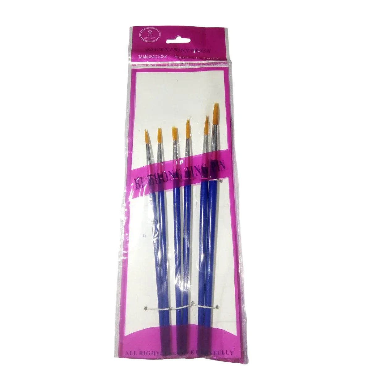 Paint brush round tip pack of 6 for watercolor acrylic oil and craft painting