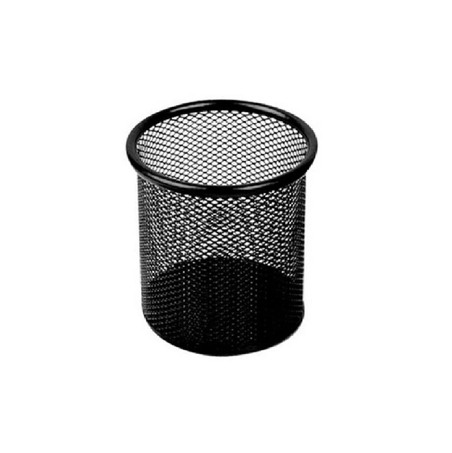 Black metal mesh round pen stand stationery holder for office desk organization
