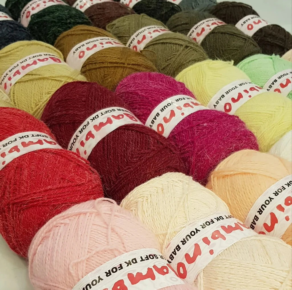 BAMBINO Super Soft DK Yarn Pack of 4 Yarn Balls for Crochet and Knitting