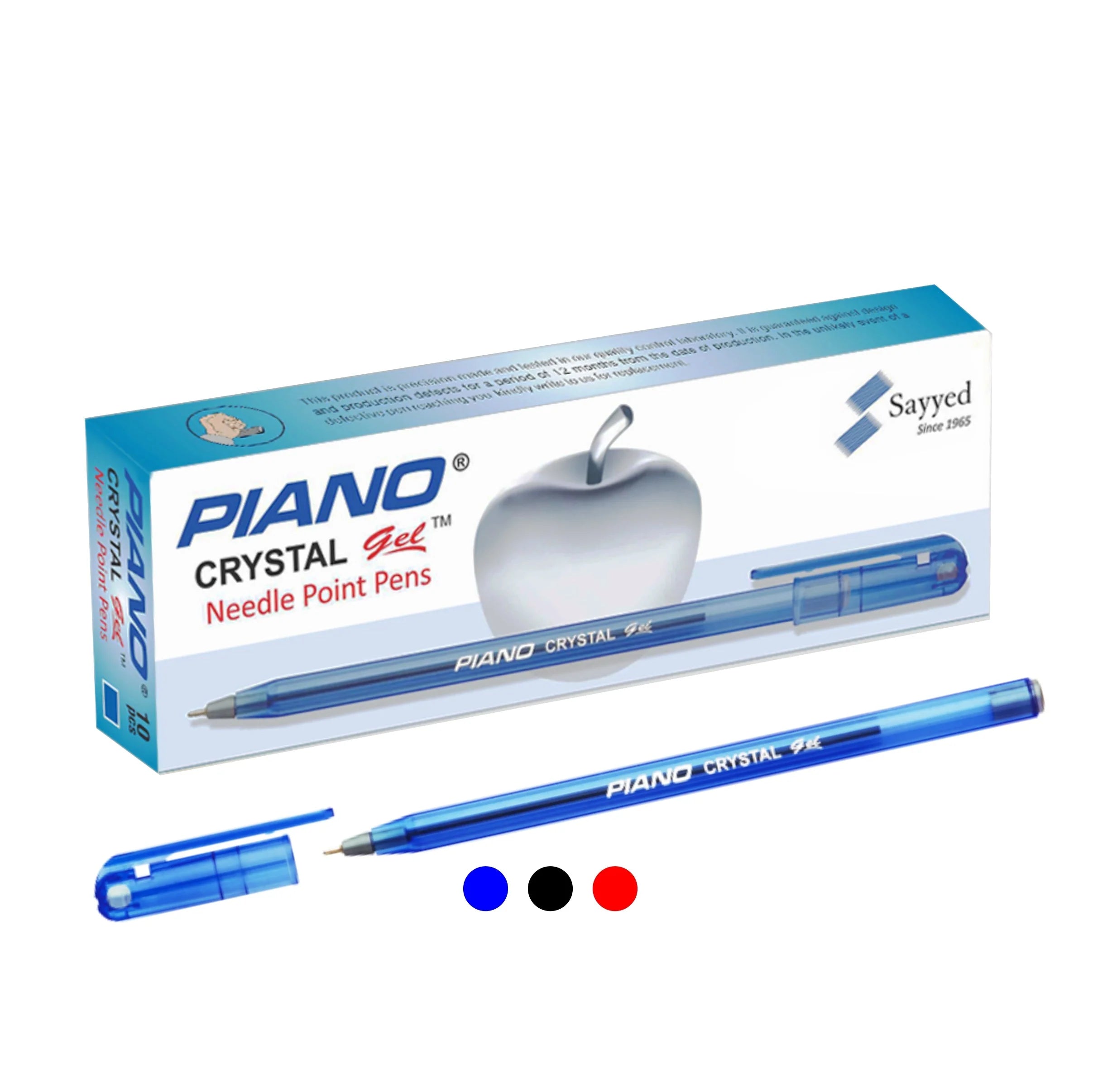 Piano Crystal Gel Pen pack of 10 smooth writing gel pens with transparent crystal body