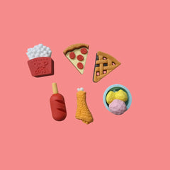 Foodie 1 box of 4 small / mini erasers (1-3cm) / fancy erasers / rubbers - stationery rubber for kids - girls and boys