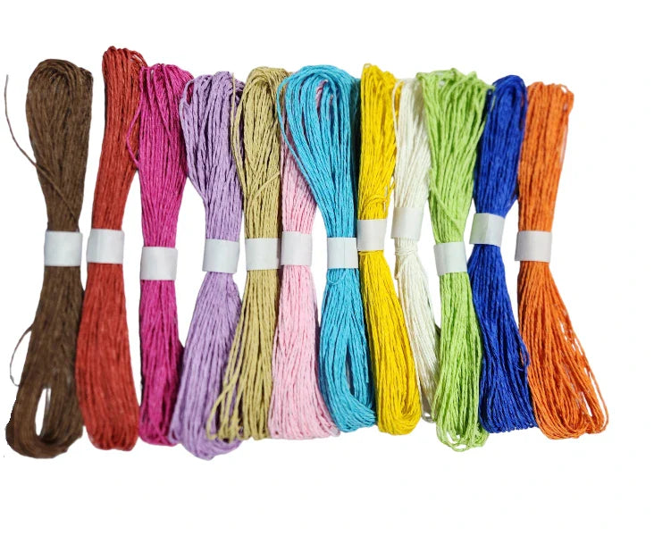 Plain Color Twisted Paper Rope Threads – 12 Pack