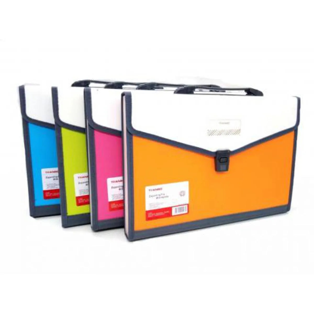 Multicolor FC size plastic expanding file folder with 13 section pockets