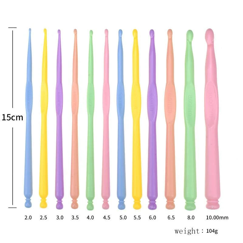 Plastic crochet hook set 12 sizes crochet needles for yarn knitting amigurumi handmade and DIY craft projects