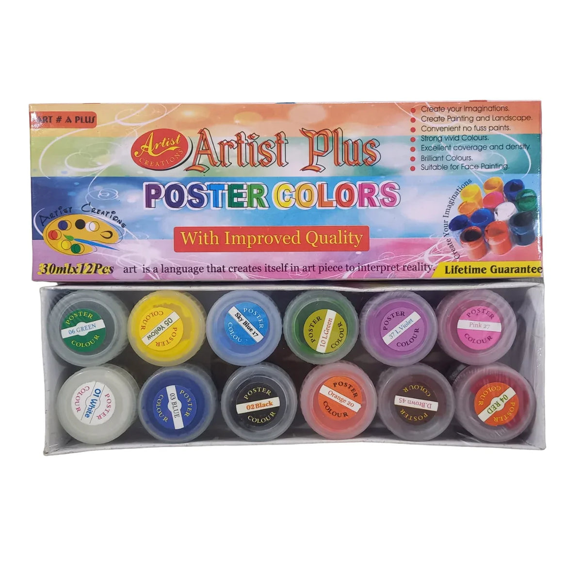12 pcs large 30ml poster color bottles, multicolor set for painting and art projects