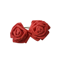 2 pcs 3 inch artificial rose flowers silk foam for wedding bouquet and home decoration
