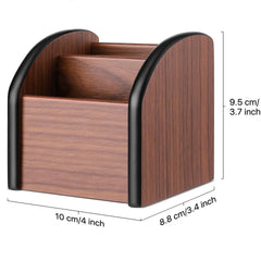 Wooden 2-compartment desktop organizer for remotes, pens, pencils, and office or kitchen supplies