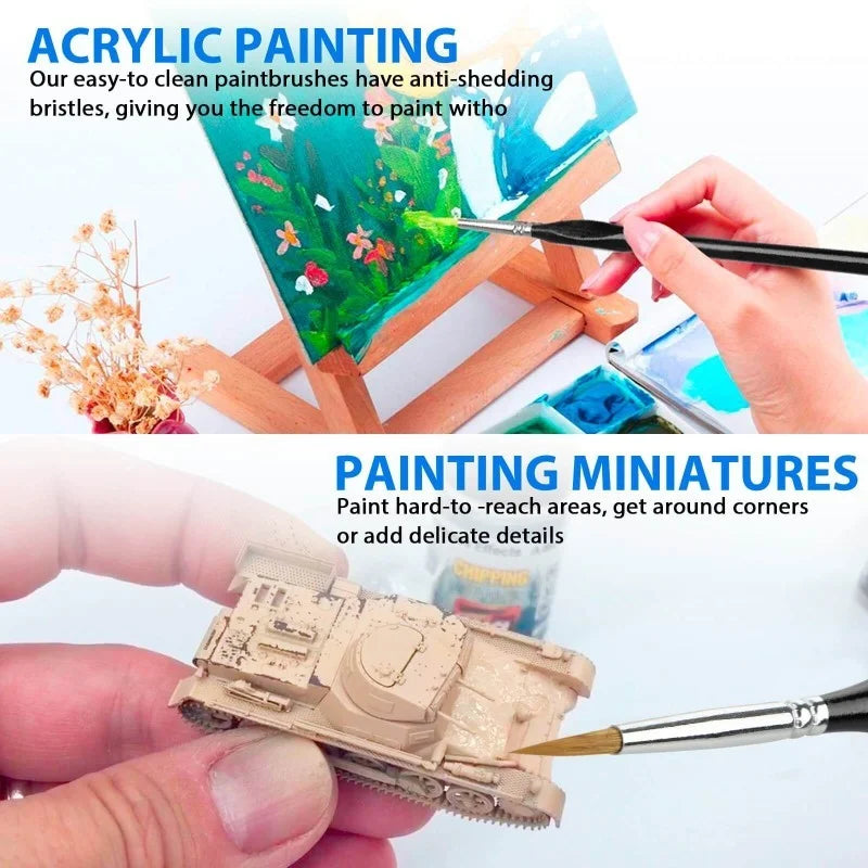 15-piece artist’s miniature detail paintbrush set for precision painting and fine art projects