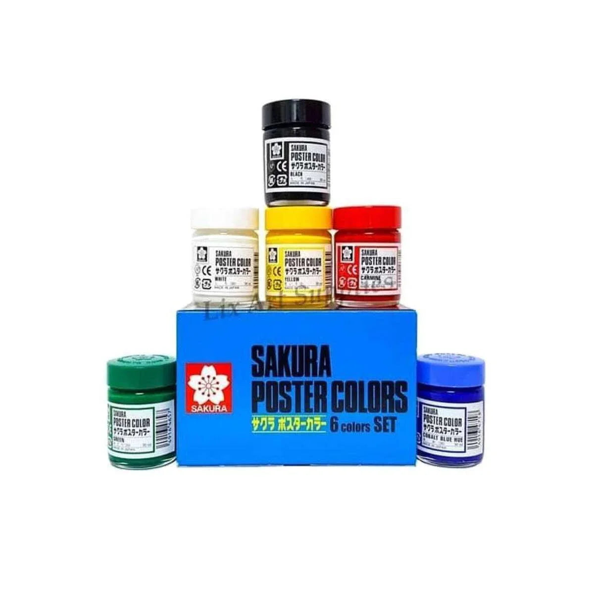 Sakura poster color set of 6 paint bottles for art and school projects