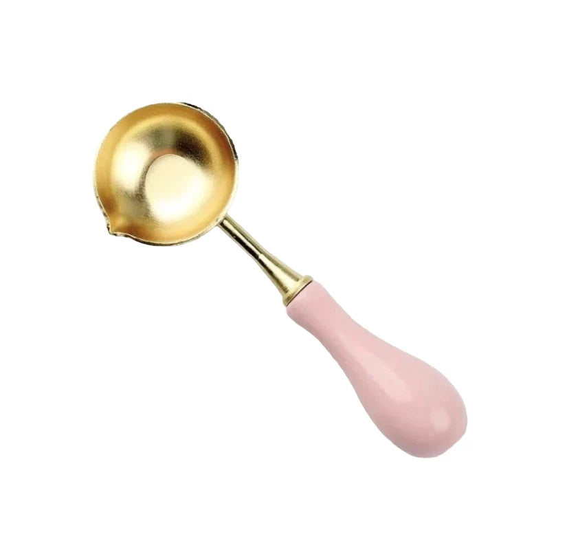 Sealing wax melting spoon with vintage wooden handle for wax seal stamp and craft use