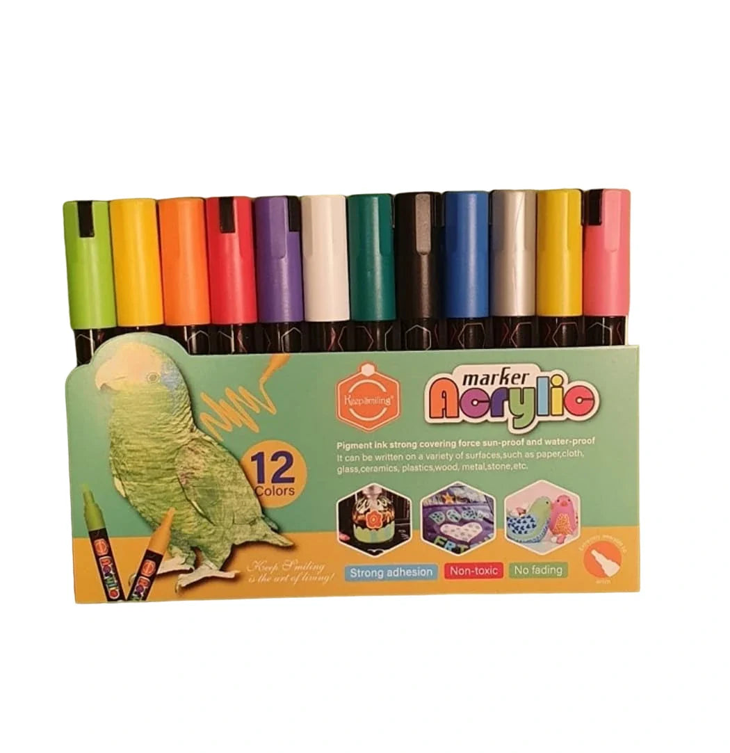 Keep Smiling acrylic marker set of 12 or 24 colors for art, crafts, and DIY projects